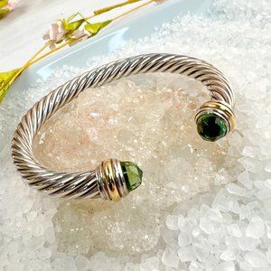 David Yurman Cable Bracelet with Prasiolite Gemstone and 14K Gold Accents